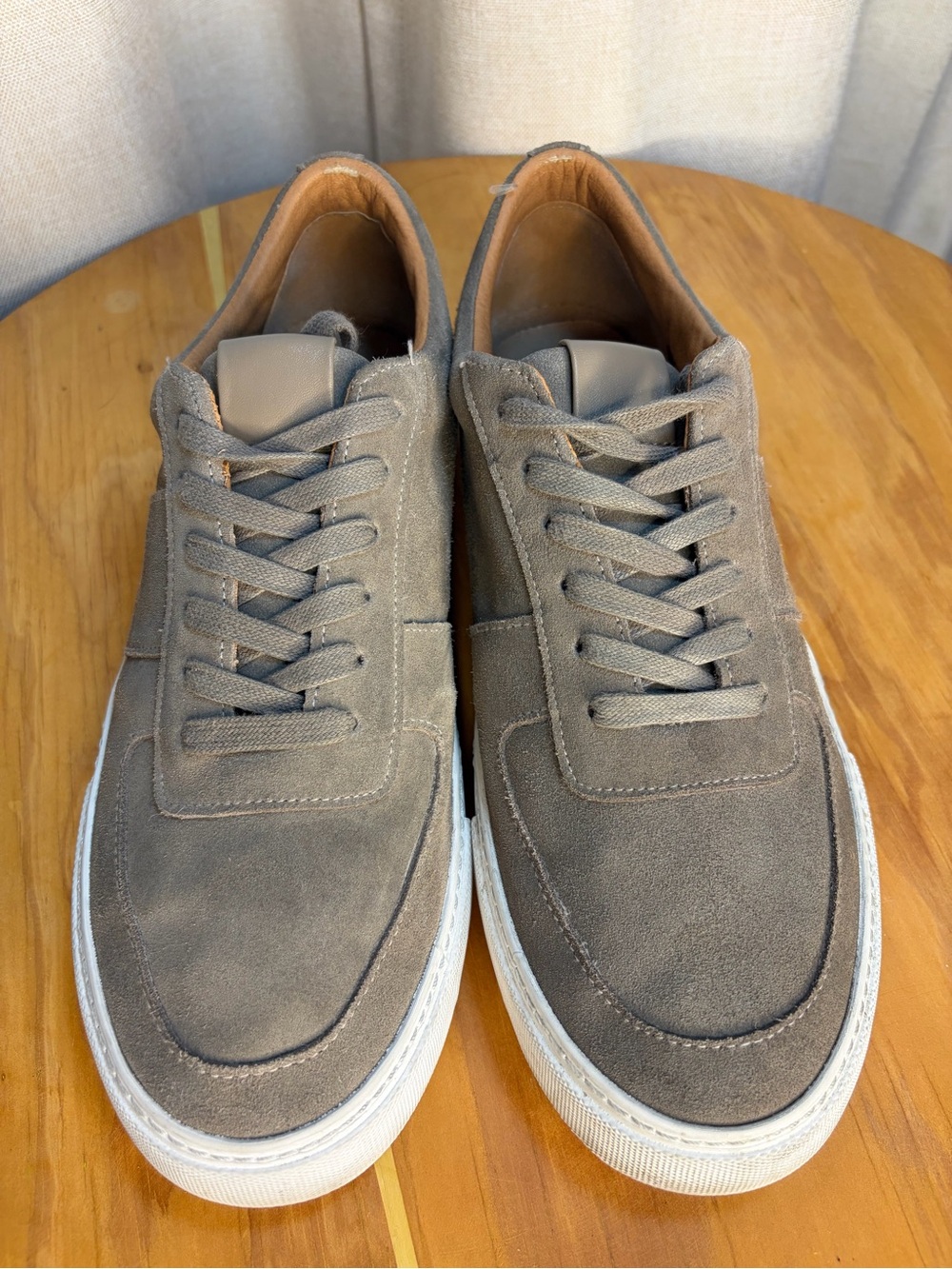 Express Men's Suede Sneakers in Taupe with White Sole
